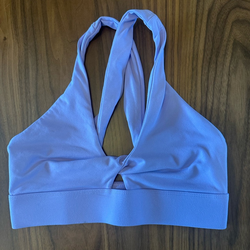 Fabletics Purple Sports Bra with Halter Neckline